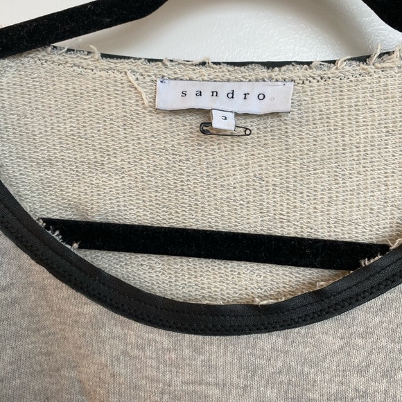 Grey and leather detail Sandro sweatshirt size L - Picture 3 of 5